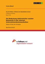 Cover von Die Bedeutung elektronischer sozialer Netzwerke in der internen Unternehmenskommunikation