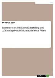 Cover von Rentensteuer. Mit Einzelfallprüfung und Aufteilungsbescheid zu noch mehr Rente