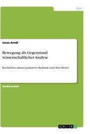 Cover von Bewegung als Gegenstand wissenschaftlicher Analyse