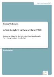 Cover von Arbeitslosigkeit in Deutschland 1998