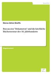 Cover von Boccaccios 'Dekameron' und die kirchliche Bücherzensur des 16.Jahrhunderts