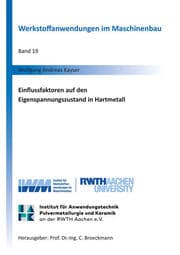 Cover von Einflussfaktoren auf den Eigenspannungszustand in Hartmetall