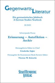 Cover von Gegenwartsliteratur. Ein Germanistisches Jahrbuch /A German Studies Yearbook / 22/2023