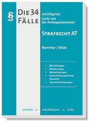 Cover von Die 34 wichtigsten Fälle Strafrecht AT