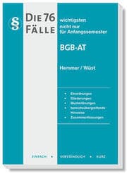 Cover von Die 76 wichtigsten Fälle BGB AT