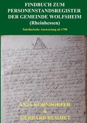 Cover von Findbuch zum Personenstandsregister der Gemeinde Wolfsheim / Rheinhessen