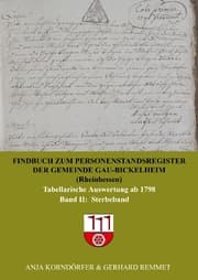 Cover von Findbuch zum Personenstandsregister der Gemeinde Gau-Bickelheim/Rheinhessen